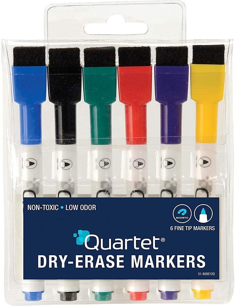Quartet Dry Erase Markers Whiteboard Markers Fine Tip ReWritables Mini Magnetic Classic Colors 6 Pack 51659312Q - Image 2