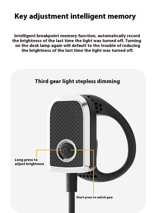 Blue zoo Ear Clip Reading Light, 3 Colors 3 Brightness 360° Rotatable Reading Light, Eye-Care USB Rechargeable Reading Lamp for Kids (Black) - Image 3