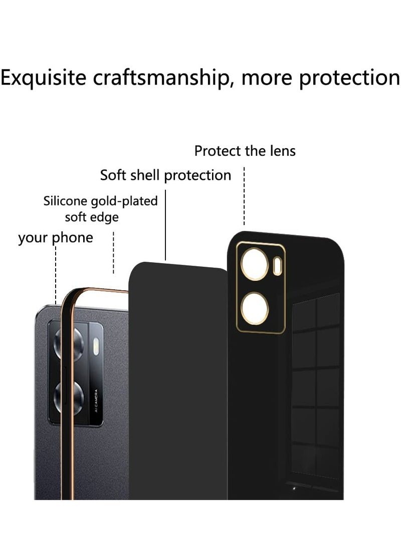OnePlus Nord N20 SE 4G / OPPO A57 4G Black Mobile Phone Case Cover, Luxury Plating Soft Back Cover, Raised Full Camera Protection - Image 4