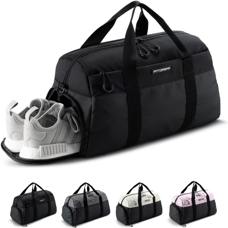 Fitgriff Gym Bag V2 for Men and Women with Shoe Wet Compartment Duffle Bag for Travel Sports Fitness and Workout Full Black 19 x 10 x 11 Small - Image 2