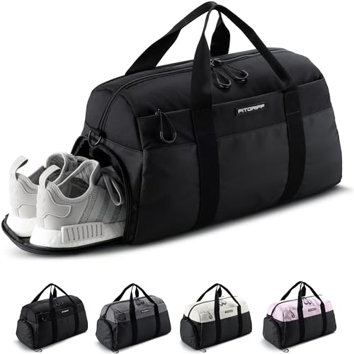 Fitgriff Gym Bag V2 for Men and Women with Shoe Wet Compartment Duffle Bag for Travel Sports Fitness and Workout Full Black 19 x 10 x 11 Small - Image 1
