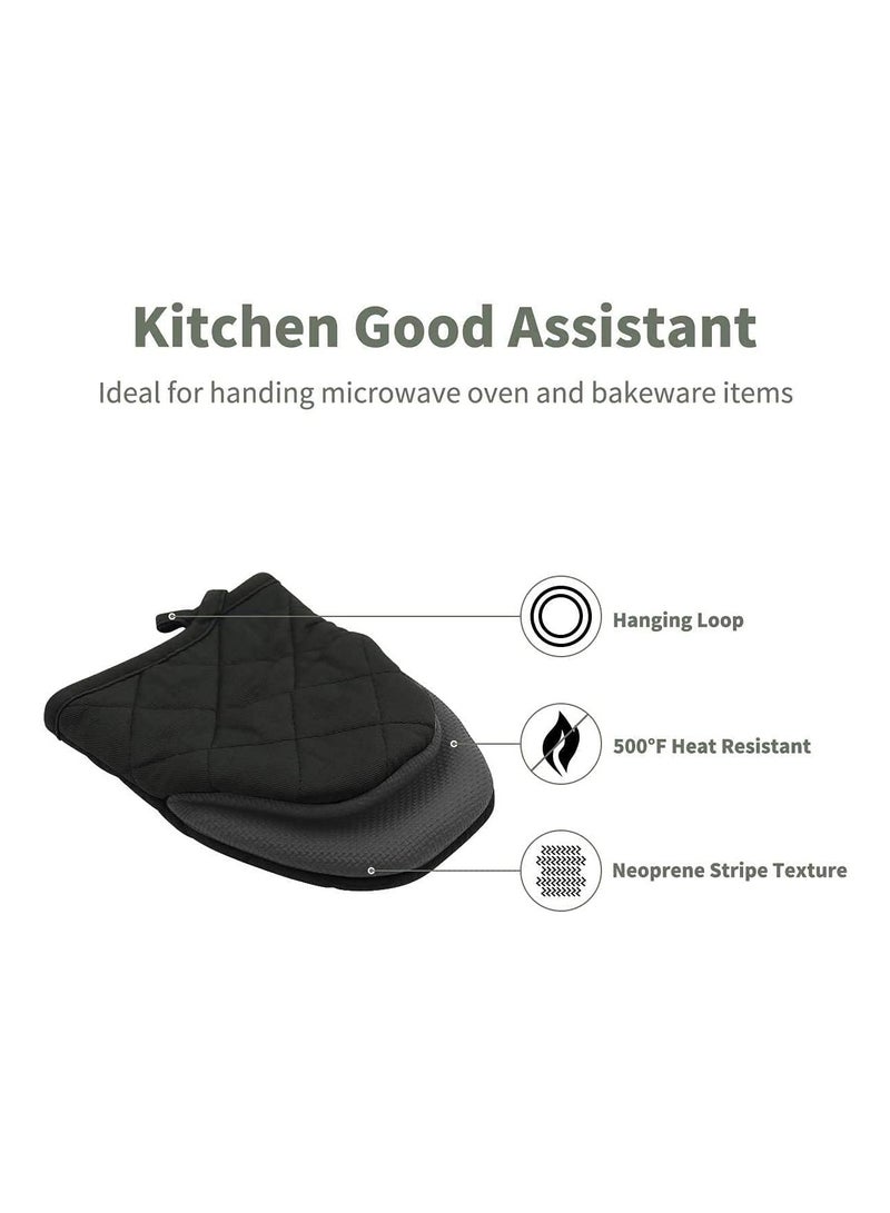 SOLARAE 1 Pair Short Oven Mitts, Heat Resistant Silicone Kitchen Mini Oven Mitts for 500 Degrees, Non-Slip Grip Surfaces and Hanging Loop Gloves, Baking Grilling Barbecue Microwave Machine Washable - Image 4