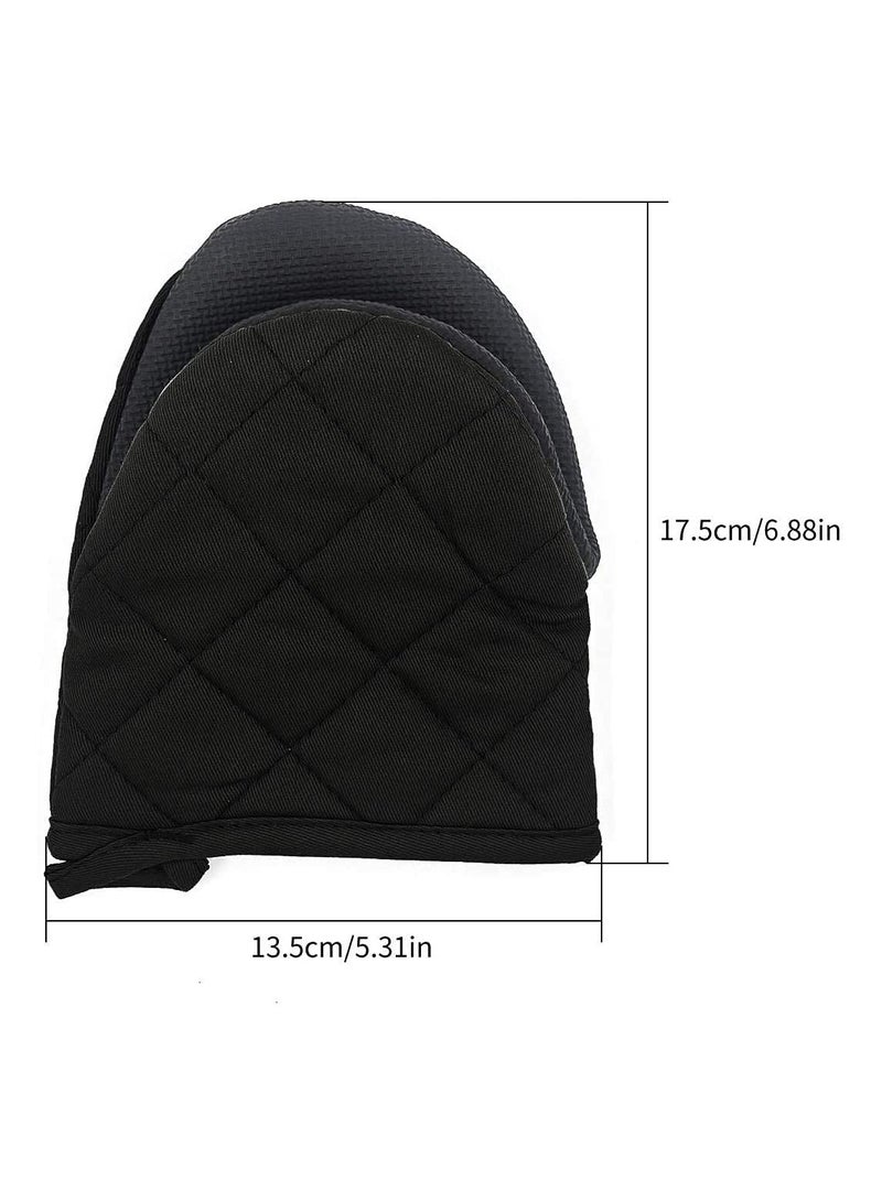 SOLARAE 1 Pair Short Oven Mitts, Heat Resistant Silicone Kitchen Mini Oven Mitts for 500 Degrees, Non-Slip Grip Surfaces and Hanging Loop Gloves, Baking Grilling Barbecue Microwave Machine Washable - Image 2