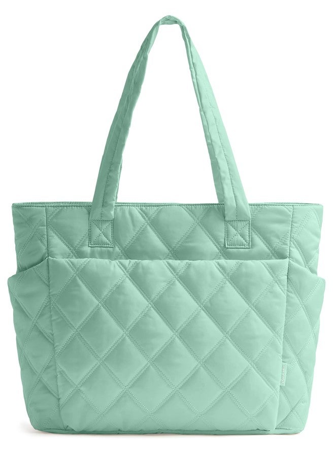 Uselike Quilted Puffer Tote Bag, Brook Green, Medium - Image 1