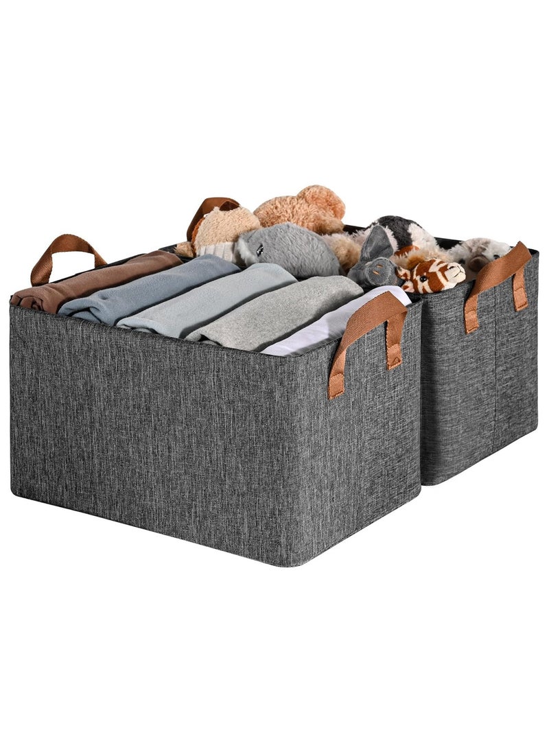 Vparty Pack of 2 Collapsible Storage Box for Organizing, Large Fabric Storage Baskets with Handles, Storage Organizer Box for Shelves  - Image 1