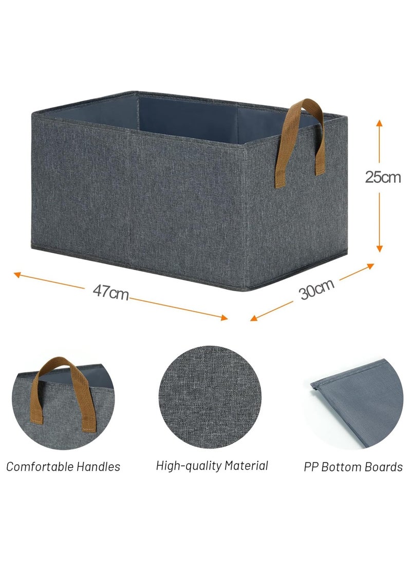 Vparty Pack of 2 Collapsible Storage Box for Organizing, Large Fabric Storage Baskets with Handles, Storage Organizer Box for Shelves  - Image 2