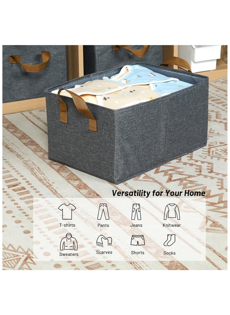 Vparty Pack of 2 Collapsible Storage Box for Organizing, Large Fabric Storage Baskets with Handles, Storage Organizer Box for Shelves  - Image 3