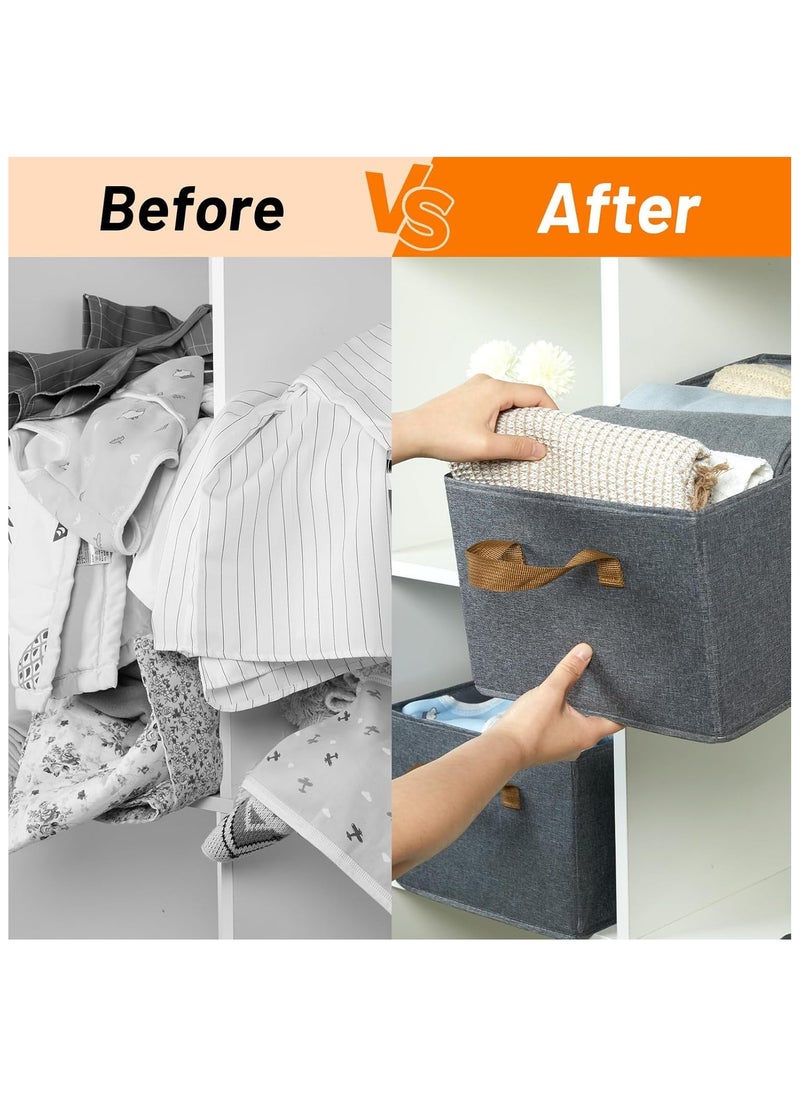 Vparty Pack of 2 Collapsible Storage Box for Organizing, Large Fabric Storage Baskets with Handles, Storage Organizer Box for Shelves  - Image 5
