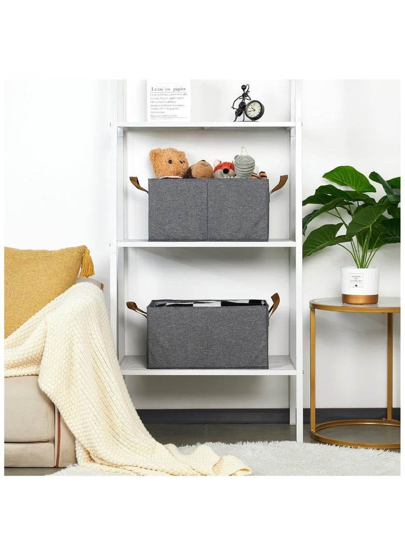 Vparty Pack of 2 Collapsible Storage Box for Organizing, Large Fabric Storage Baskets with Handles, Storage Organizer Box for Shelves  - Image 4