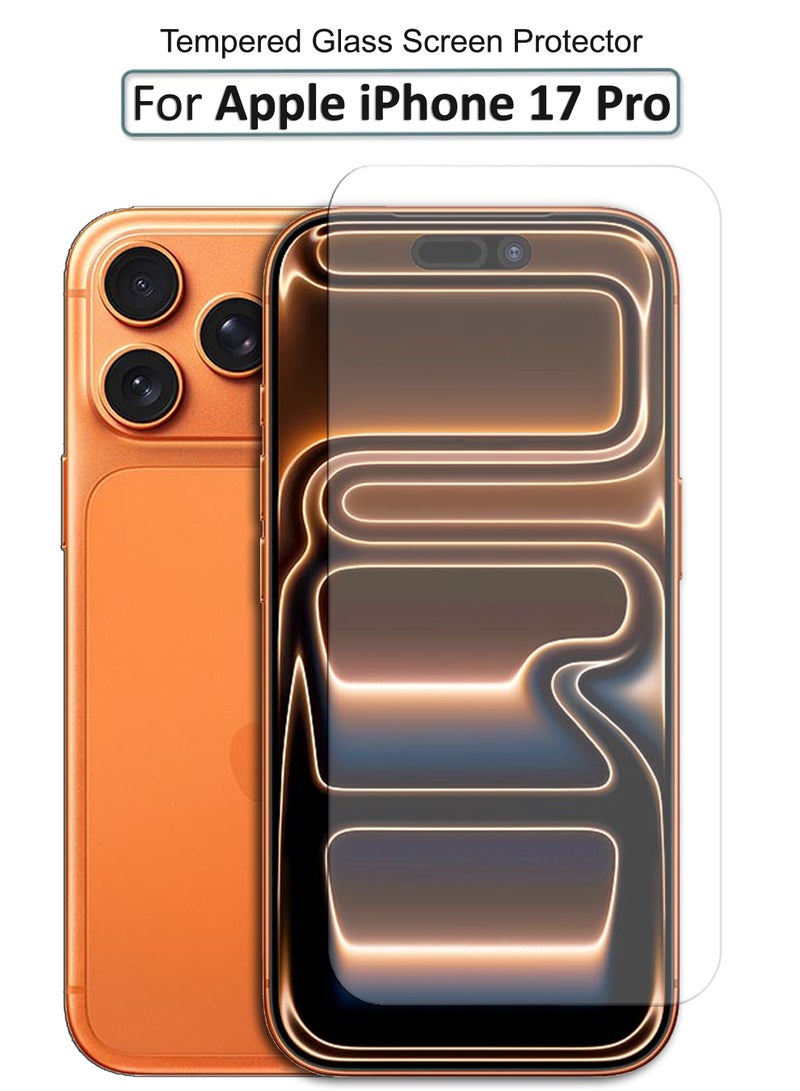 For Apple iPhone 17 Pro Tempered Glass Screen Protector – High Transparency, Delicate Touch, Anti-Explosion, Smooth Arc Edges, Easy Installation - Image 1