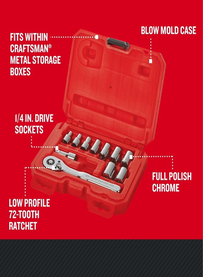 CRAFTSMAN Mechanics Tool Set, Metric, 1/4 Inch Drive, 11 Piece (CMMT34871) - Image 2