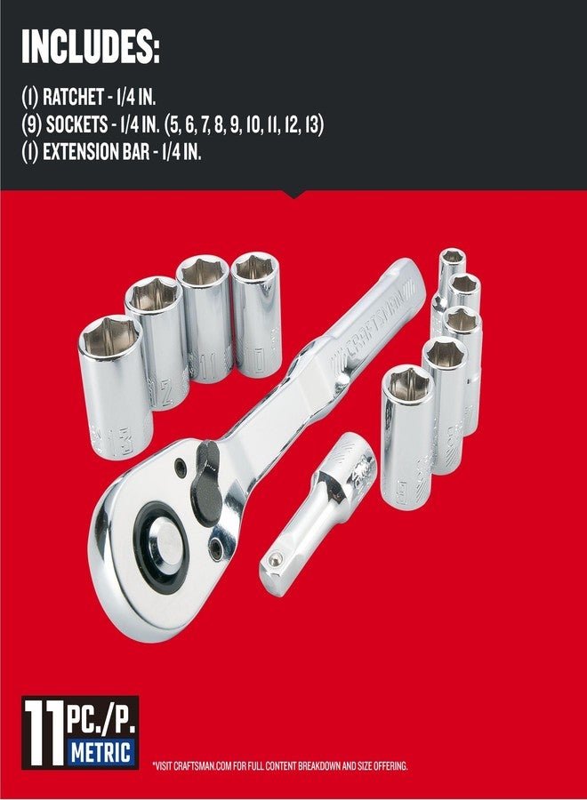 CRAFTSMAN Mechanics Tool Set, Metric, 1/4 Inch Drive, 11 Piece (CMMT34871) - Image 3