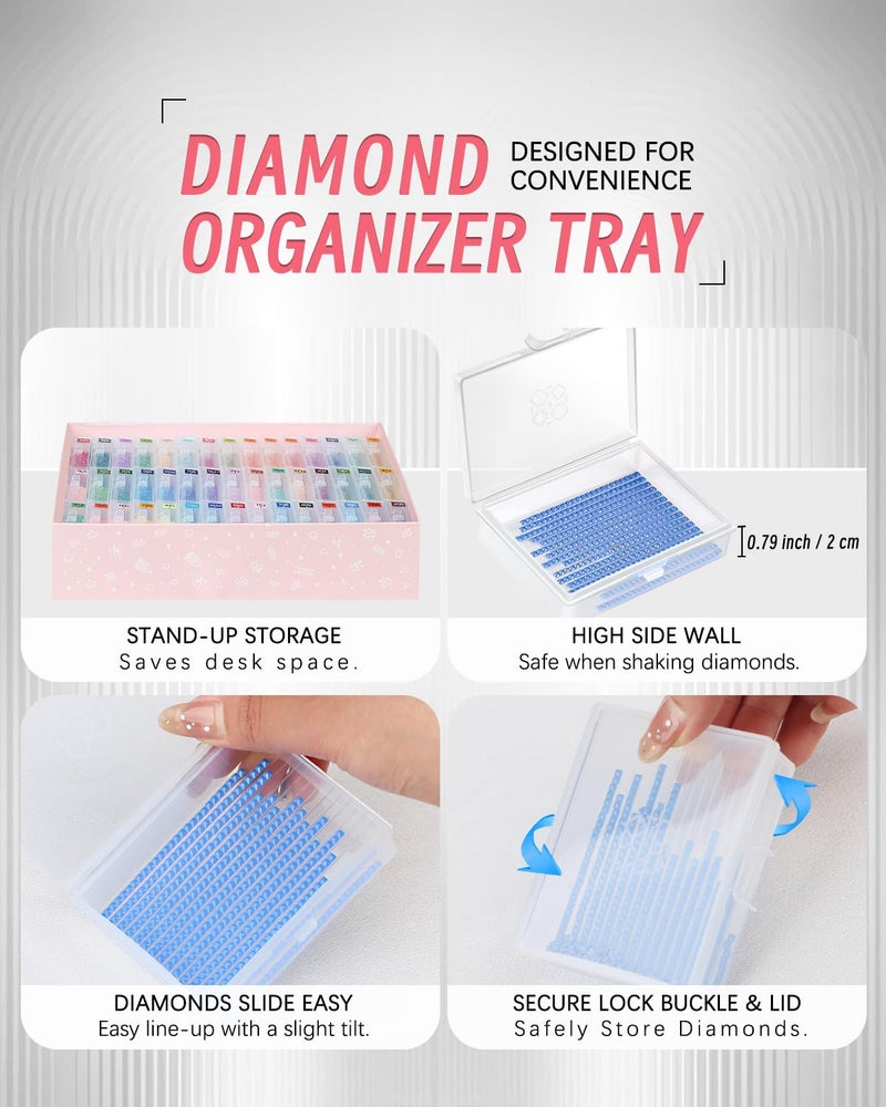 forever young 45pcs Diamond Painting Storage Containers Trays, Diamond Art Accessories Diamond Painting Trays with Lids, 2-in-1 Storage, Bead Storage & Line-Up, Box Package - Image 5