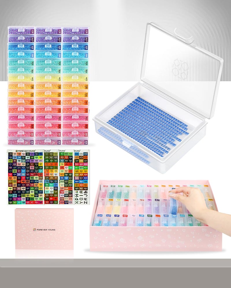 forever young 45pcs Diamond Painting Storage Containers Trays, Diamond Art Accessories Diamond Painting Trays with Lids, 2-in-1 Storage, Bead Storage & Line-Up, Box Package - Image 1