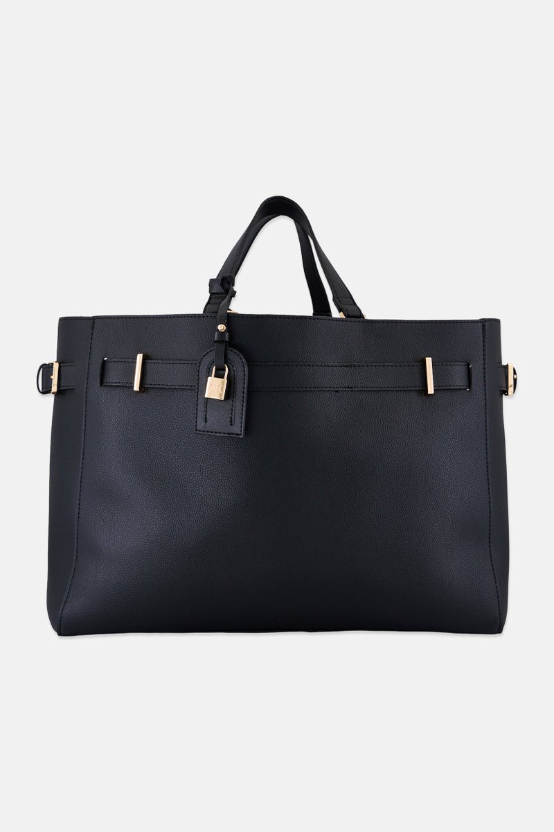 ANNE KLEIN Women Brand Logo Tote Bag, Black - Image 3