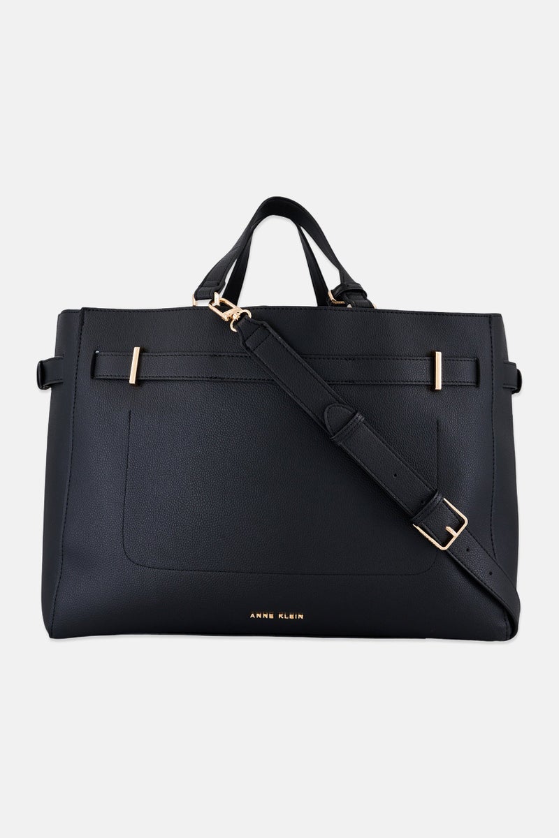 ANNE KLEIN Women Brand Logo Tote Bag, Black - Image 1
