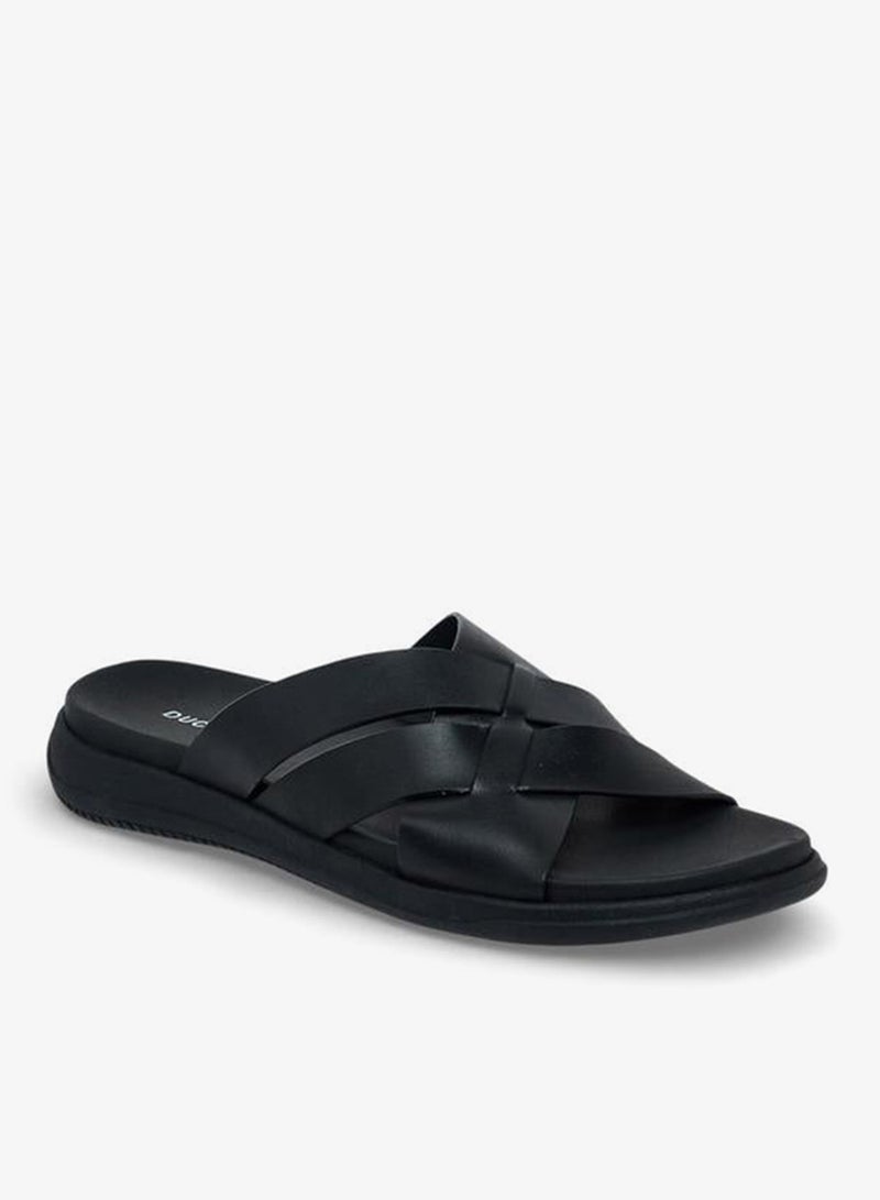 DUCHINI Men Leather Cross Strap Sandals - Image 3