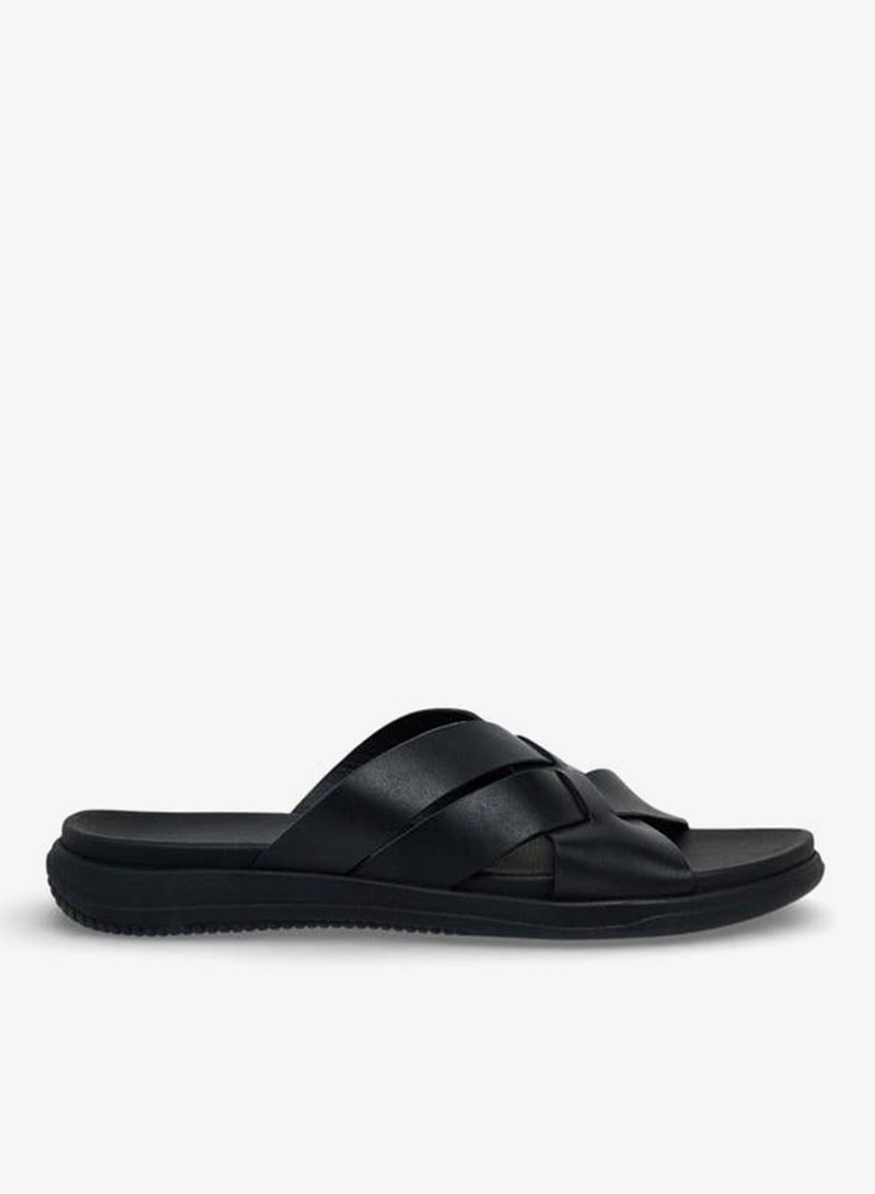 DUCHINI Men Leather Cross Strap Sandals - Image 1