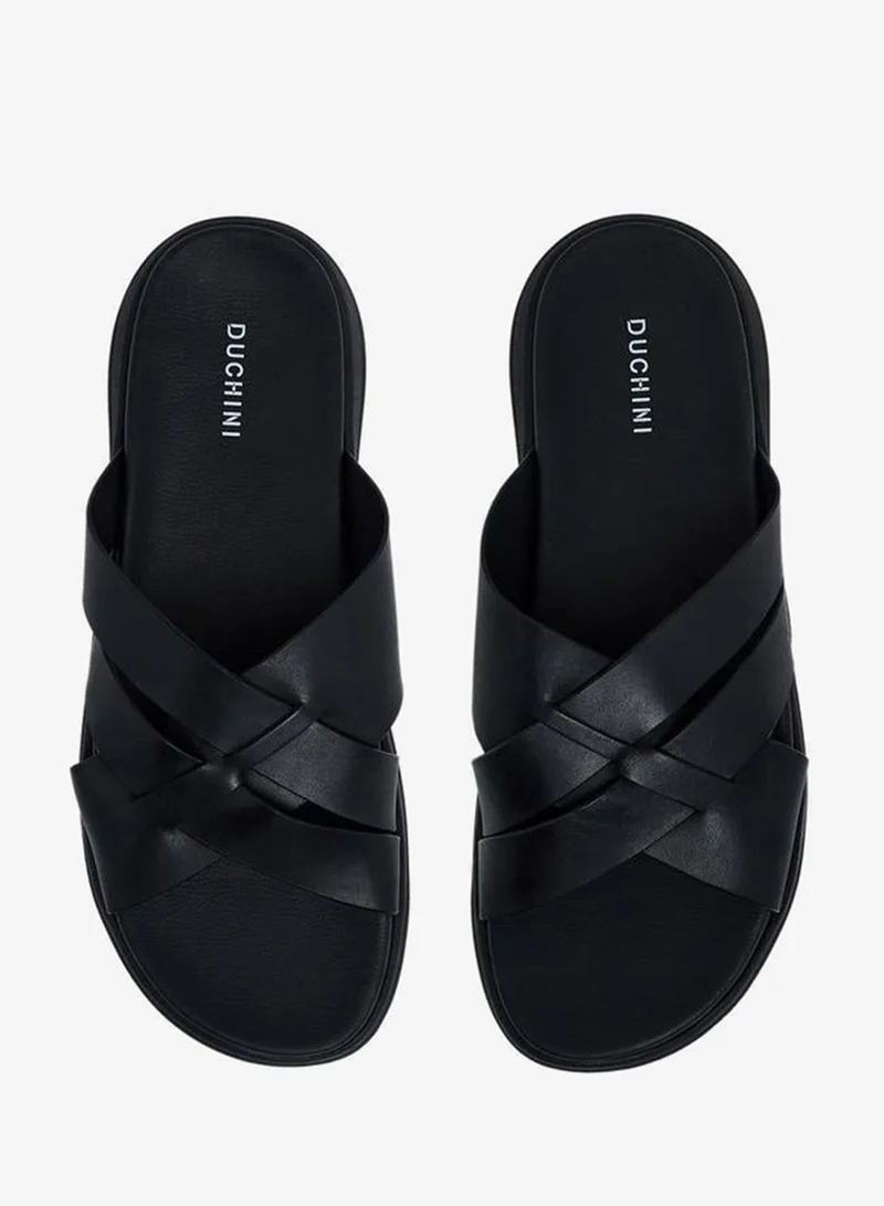 دوتشيني صنادل رجالية جلد بحزام متقاطع