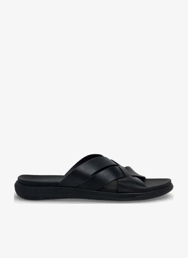 DUCHINI BLACK Men Leather Cross Strap Sandals for Men | Best Price UAE