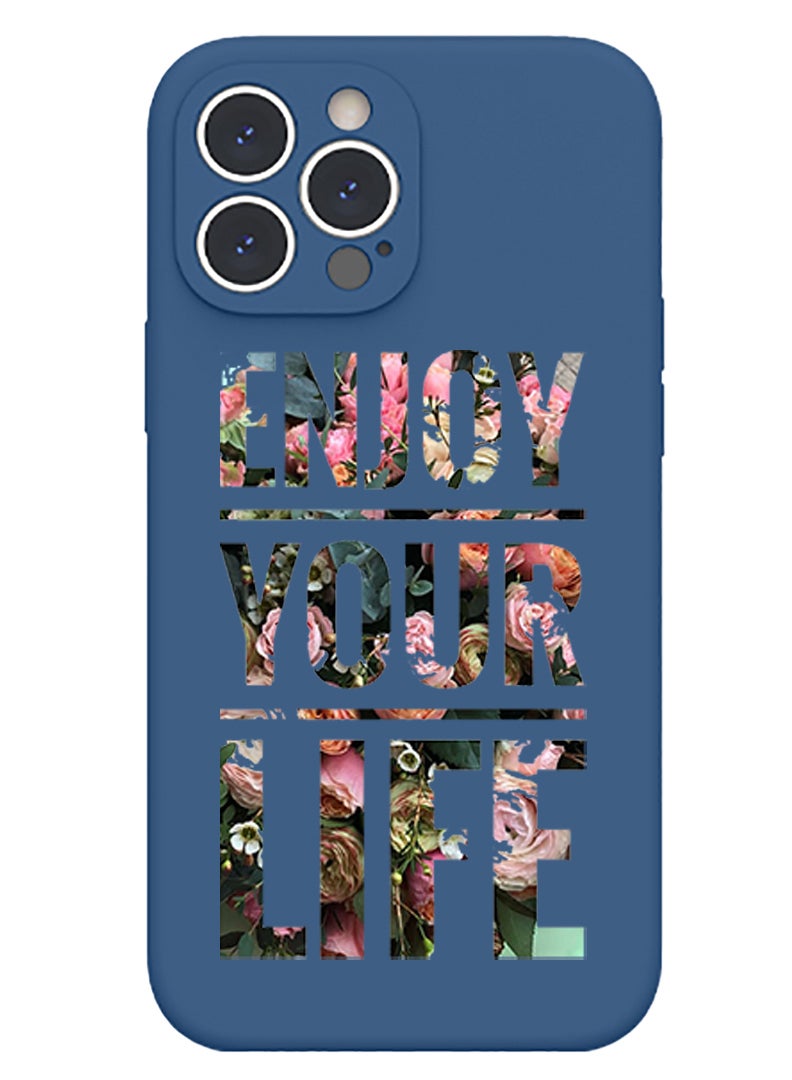 Theodor غطاء سليم واقي من السيليكون السائل مع حماية كاملة للجسم ضد الخدوش وصدمات لجهاز iPhone 15 Pro Max باللون الأزرق - كل شيء سيء له جانب جيد - Image 1