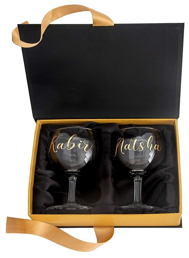 AICA Personalized Name Red/White Wine Couple Glasses - Gift Box Packaging, 230ml, Set of 2 | Wedding Anniversary Marriage Engagement Christmas Secret Santa Gifts for Couple Bride Groom Husband Wife - Image 2