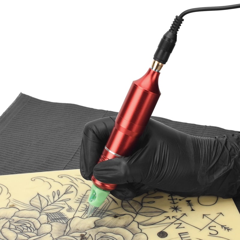 Rotary Tattoo Machine Pen: Red, Low Shaking Long-Lasting Operation, High-Speed Precise Line Creation - RCA Connector, High-Penetration Cartridge Needles for Professional Tattoo Artists - Image 2