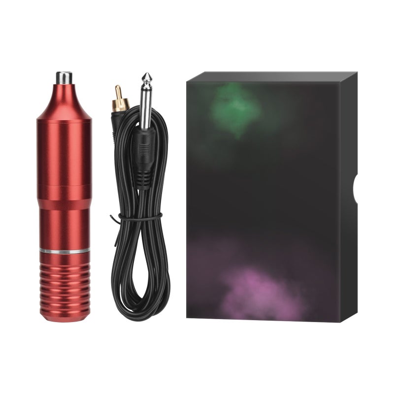 Rotary Tattoo Machine Pen: Red, Low Shaking Long-Lasting Operation, High-Speed Precise Line Creation - RCA Connector, High-Penetration Cartridge Needles for Professional Tattoo Artists - Image 1