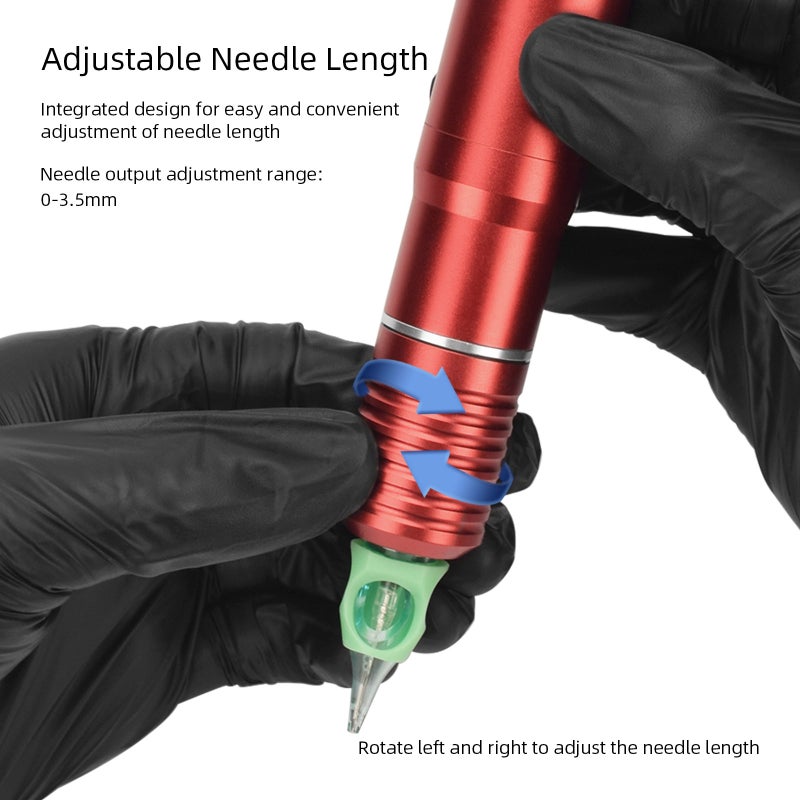 Rotary Tattoo Machine Pen: Red, Low Shaking Long-Lasting Operation, High-Speed Precise Line Creation - RCA Connector, High-Penetration Cartridge Needles for Professional Tattoo Artists - Image 5