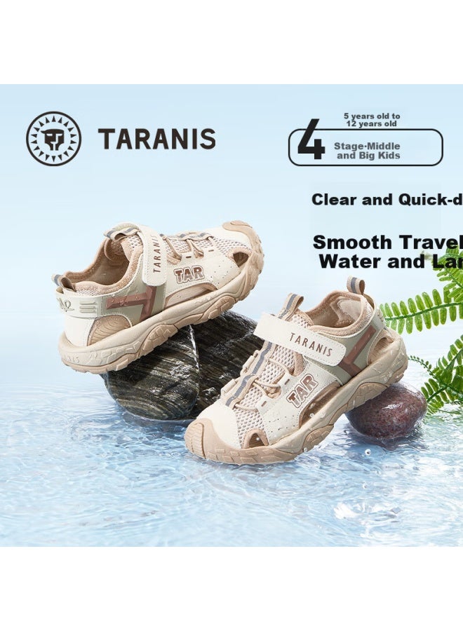 Taranis Kids Summer Children's Sandals, Closed-toe Breathable Water Shoes For Boys And Girls, Beach Sandals For Older Children, Apricot/brown Color, Size 27 - Image 1