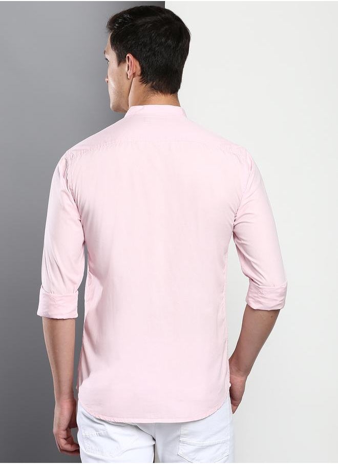Dennis Lingo Men's Pink Slim Fit Casual Spread Shirt  - Image 3