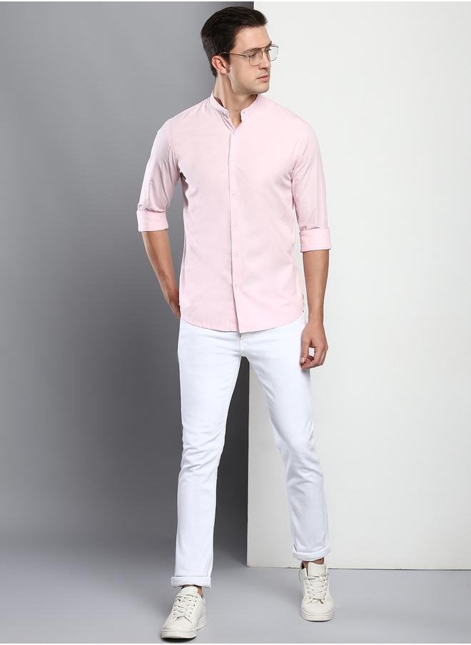 Dennis Lingo Men's Pink Slim Fit Casual Spread Shirt  - Image 5