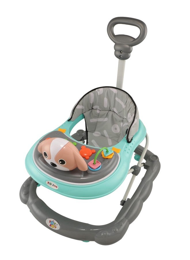 JoyRide Kidzoo BabyGo Musical Puppy Walker Compact Foldable Activity Walker with Adjustable Height & Parental Handle for Boys|Girls Age 6+ Months Green - Image 1