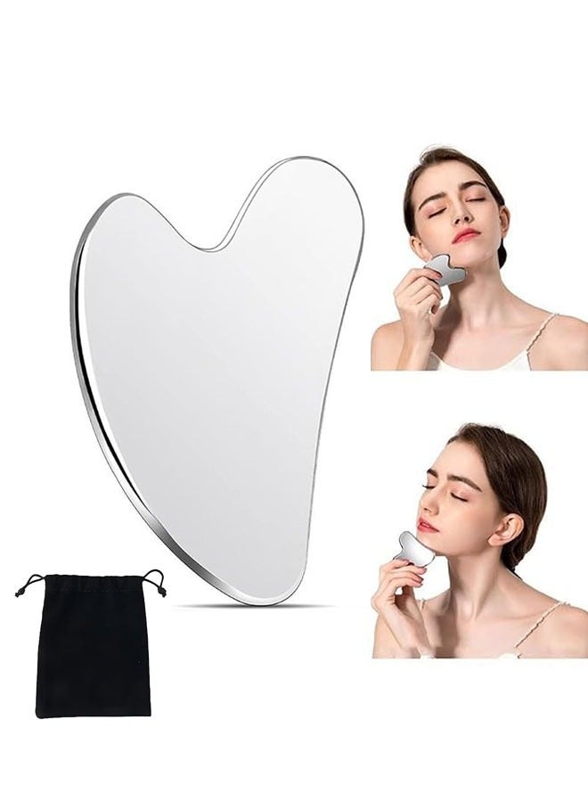 Loquat Gua Sha Facial Tool, Stainless Steel Tool for Facial Spa Massage, Anti Aging, Wrinkles and Double Chin, Facial Lift Massage, for Eyes, Body, Neck, Back, Legs - Image 1