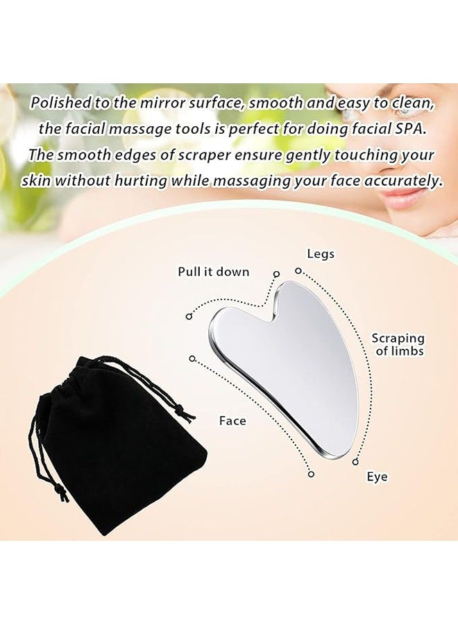 Loquat Gua Sha Facial Tool, Stainless Steel Tool for Facial Spa Massage, Anti Aging, Wrinkles and Double Chin, Facial Lift Massage, for Eyes, Body, Neck, Back, Legs - Image 3