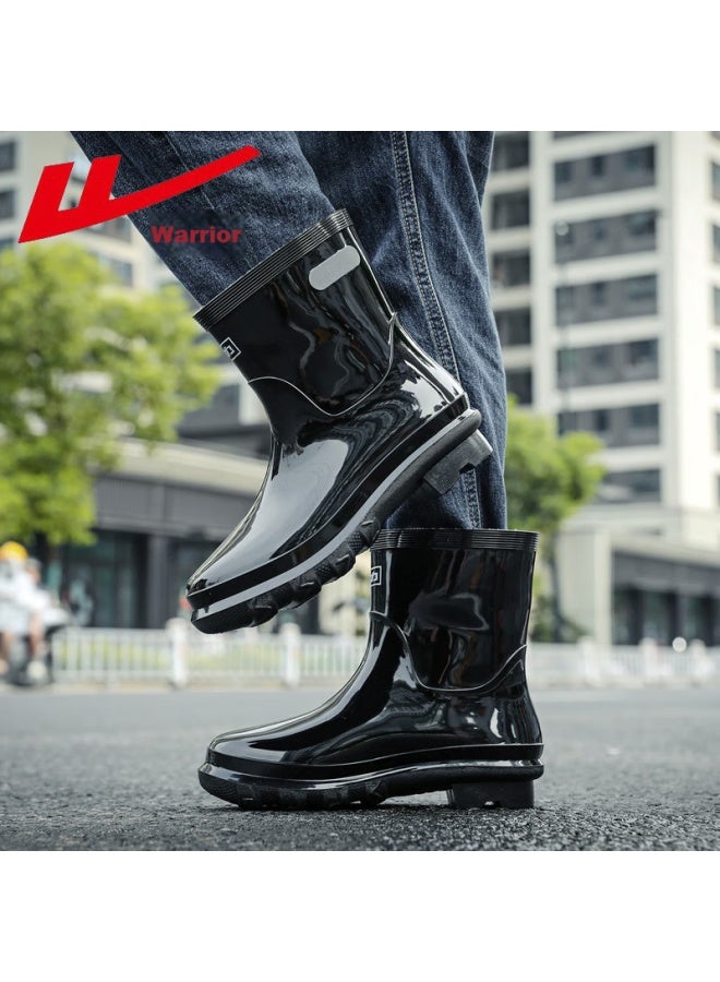 Warrior Men's Short Tube Rain Shoes Adult Rain Boots Rubber Shoe Covers Waterproof Shoes Water Boots Kitchen Shoes Hxl28-s Black 42 - Image 4