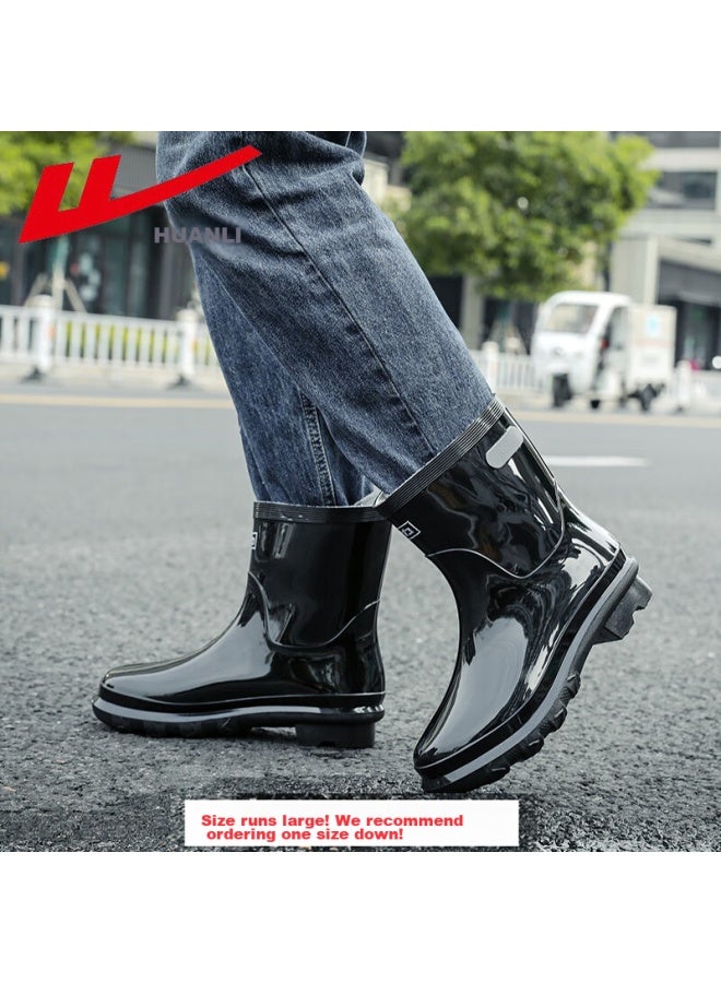 Warrior Men's Short Tube Rain Shoes Adult Rain Boots Rubber Shoe Covers Waterproof Shoes Water Boots Kitchen Shoes Hxl28-s Black 42 - Image 1