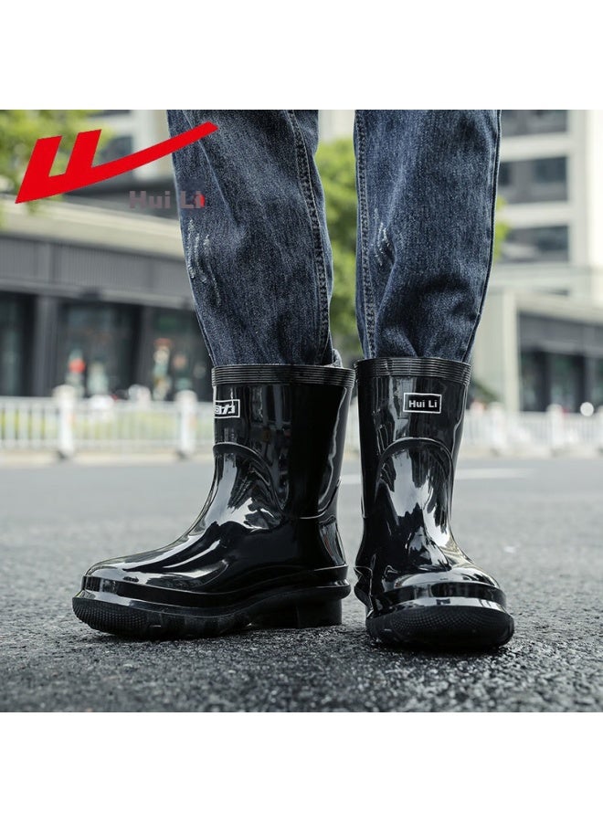 Warrior Men's Short Tube Rain Shoes Adult Rain Boots Rubber Shoe Covers Waterproof Shoes Water Boots Kitchen Shoes Hxl28-s Black 42 - Image 3