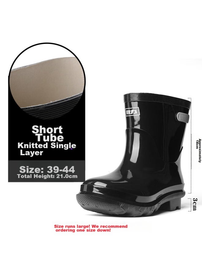 Warrior Men's Short Tube Rain Shoes Adult Rain Boots Rubber Shoe Covers Waterproof Shoes Water Boots Kitchen Shoes Hxl28-s Black 42 - Image 2