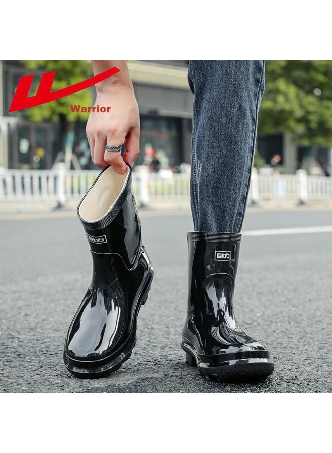 Warrior Men's Short Tube Rain Shoes Adult Rain Boots Rubber Shoe Covers Waterproof Shoes Water Boots Kitchen Shoes Hxl28-s Black 42 - Image 5