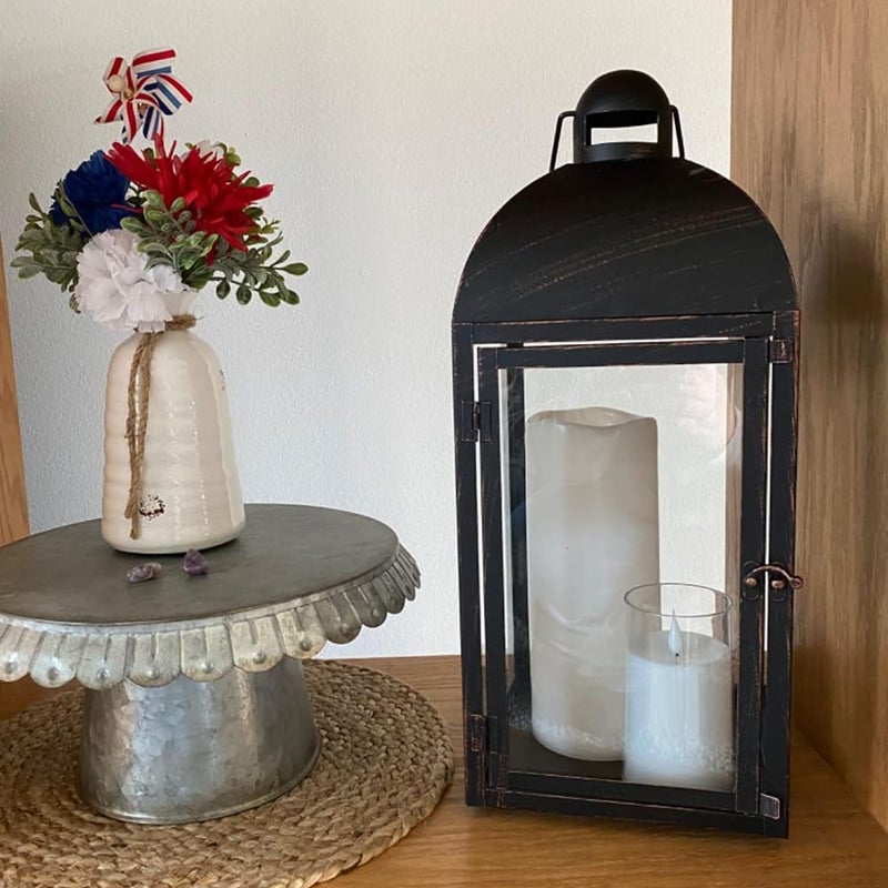 NEEDOMO Lanterns Decorative Outdoor & Indoor, Set of 3 Outdoor Lanterns for Porch, 23" Large Candle Lantern, Bronze Metal Frame with Glass, Vintage Farmhouse, Patio, Pathway, Garden, Fall, Christmas - Image 4
