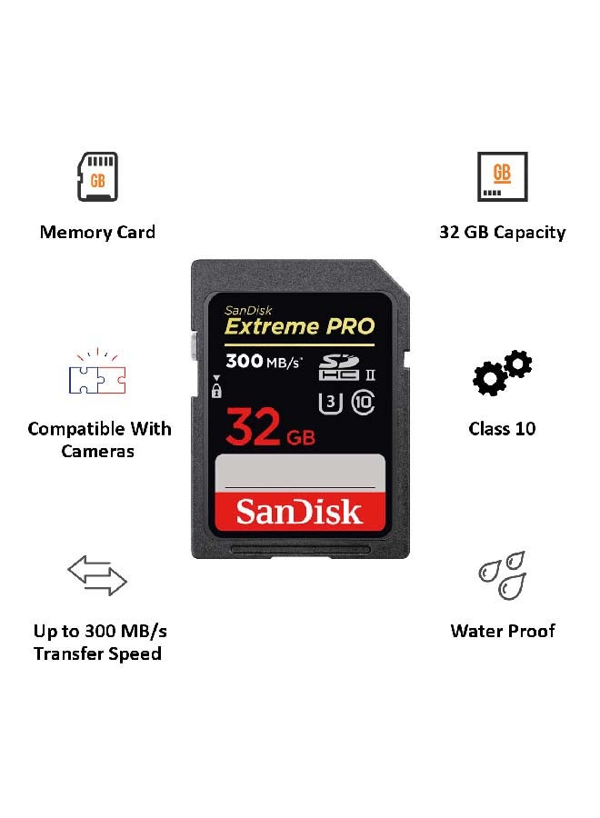 sandisk Extreme PRO Upto 300MB/s UHS-II Class 10 U3 SDHC Memory Card 32 GB SDSDXPK-032G-GN4IN - Image 3