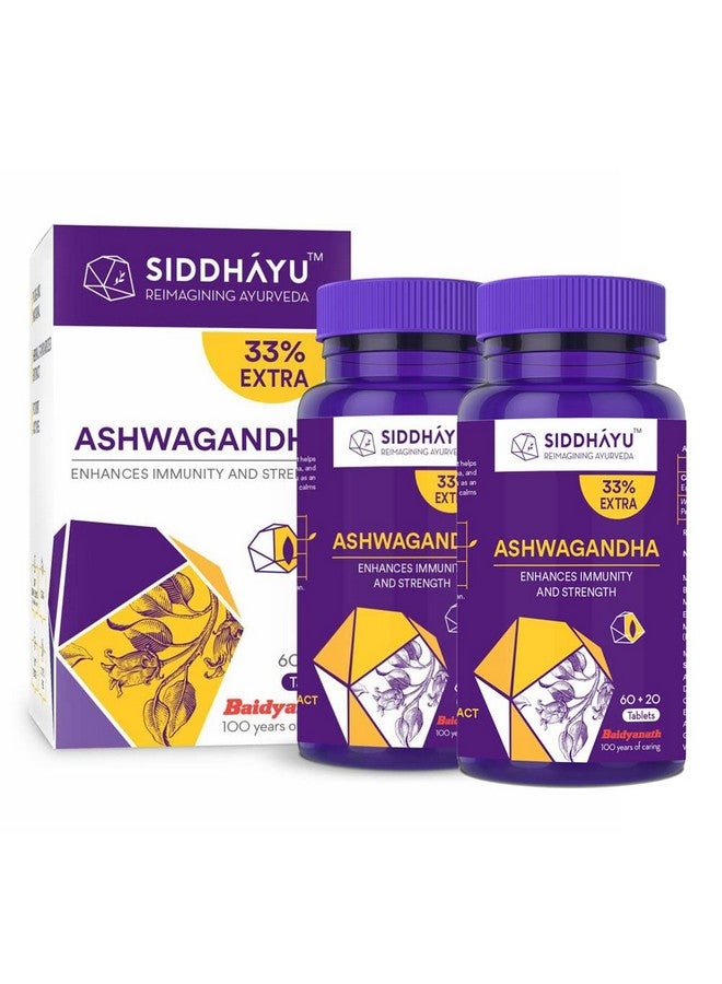 Siddhayu Ashwagandha Tablet | Enhances Immunity and Strength | 60 + 20 Tablets (40 Pills Free) (Pack of 2) - Image 1