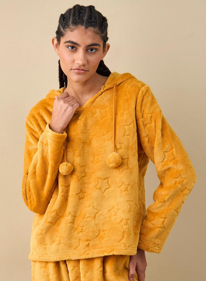 سبلاش فيڤ طقم بنطلون بيجاما وبلوزة بارزة الملمس بقبعة - Image 2