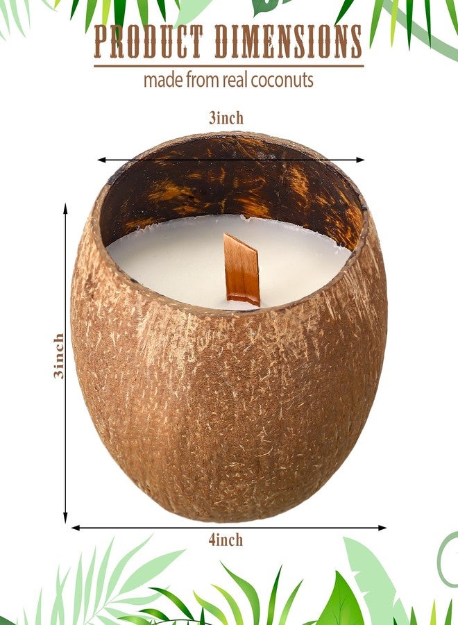 MTLEE 2 Pcs Coconut Candle Coconut Shell Candle Beach Candles Friendly Christmas Gift Hawaii Tropical Decor with Natural Coconut Shell for Home Room Decor, 3.94 x 2.76 Inch(Coconut Milk Flavor) - Image 2