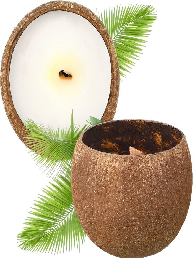 MTLEE 2 Pcs Coconut Candle Coconut Shell Candle Beach Candles Friendly Christmas Gift Hawaii Tropical Decor with Natural Coconut Shell for Home Room Decor, 3.94 x 2.76 Inch(Coconut Milk Flavor) - Image 1