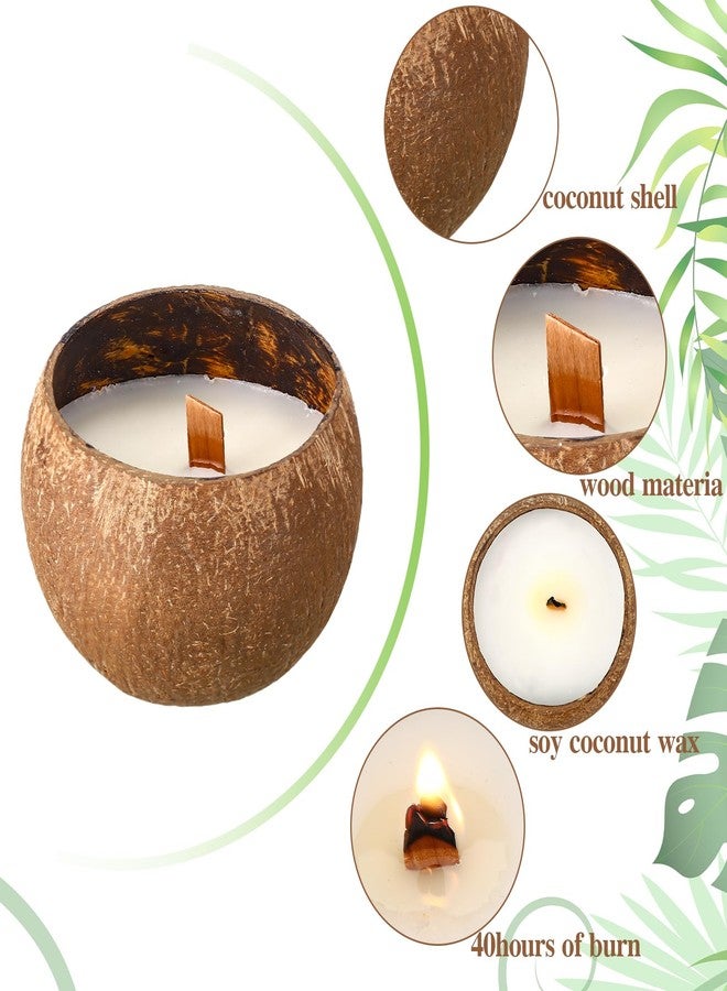 MTLEE 2 Pcs Coconut Candle Coconut Shell Candle Beach Candles Friendly Christmas Gift Hawaii Tropical Decor with Natural Coconut Shell for Home Room Decor, 3.94 x 2.76 Inch(Coconut Milk Flavor) - Image 3
