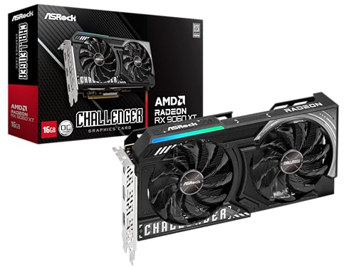 ASRock Radeon RX 9060 XT Challenger 16GB OC Graphics Card AMD RDNA 4 Architecture 16GB GDDR6 PCIe 50 Dual Fans 0dB Silent Cooling LED Indicator DisplayPort 21a HDMI 21b - Image 1