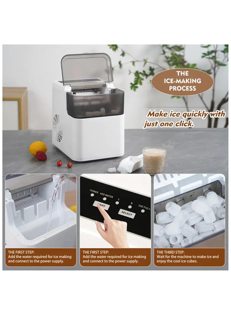 إي سي في في گھر، دفتر اور بیرونی استعمال کے لیے پورٹ ایبل آئس میکر مشین - 1.4L واٹر ٹینک کے ساتھ کاؤنٹر ٹاپ آئس میکر | 6 منٹ میں 9 بلٹ آئس کیوب بناتا ہے | 2 آئس سائز کے اختیارات | خودکار خود صفائی | کمپیک - Image 5