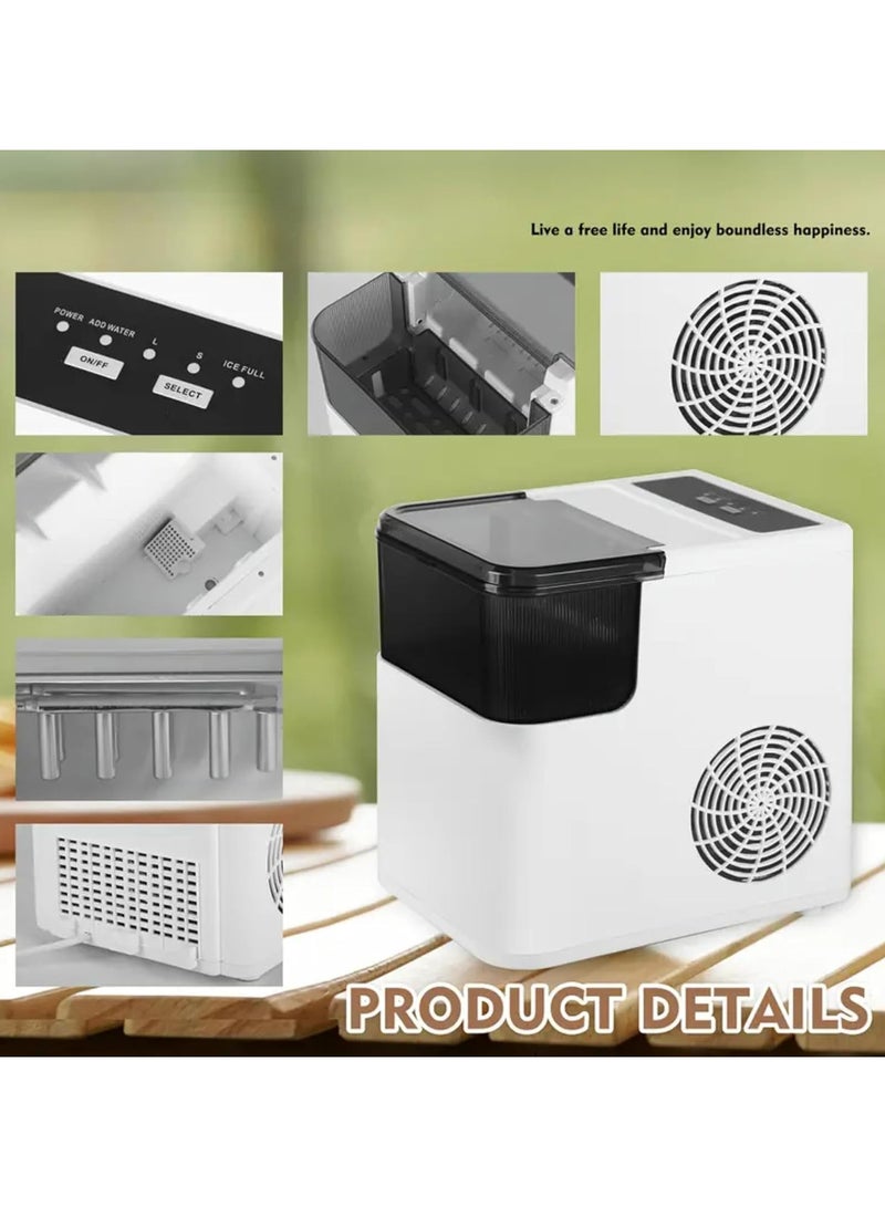 إي سي في في گھر، دفتر اور بیرونی استعمال کے لیے پورٹ ایبل آئس میکر مشین - 1.4L واٹر ٹینک کے ساتھ کاؤنٹر ٹاپ آئس میکر | 6 منٹ میں 9 بلٹ آئس کیوب بناتا ہے | 2 آئس سائز کے اختیارات | خودکار خود صفائی | کمپیک - Image 3
